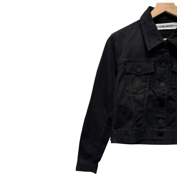 ETIENNE MARCEL Denim Crop Jacket Black Size Small NEW - Picture 3 of 9